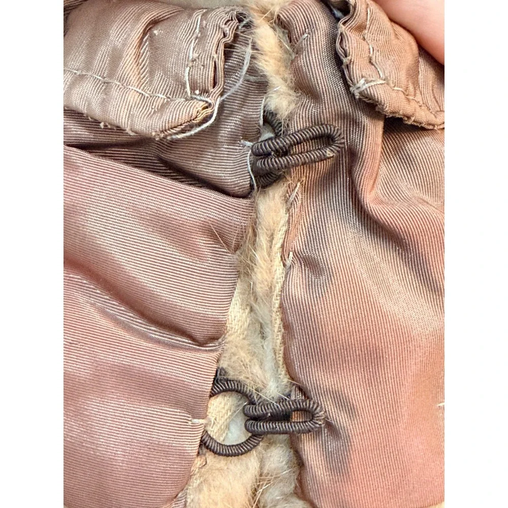Vintage Honey Blonde Mink Fur Collar‎ Genuine Fur Scarf Wrap Brown Satin Lined